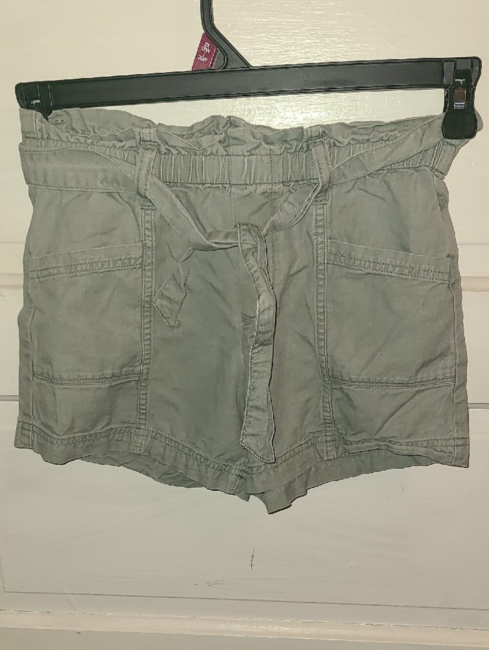 abercrombie kids Olive-Grey Cargo Paperbag Shorts - Picture 3 of 4